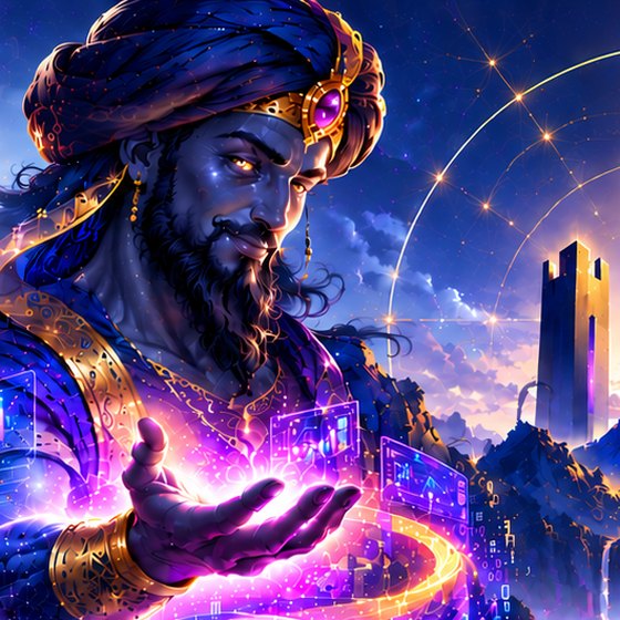 The Qizmit genie offering a glowing swirl of data - ideas, systems, possibilities.